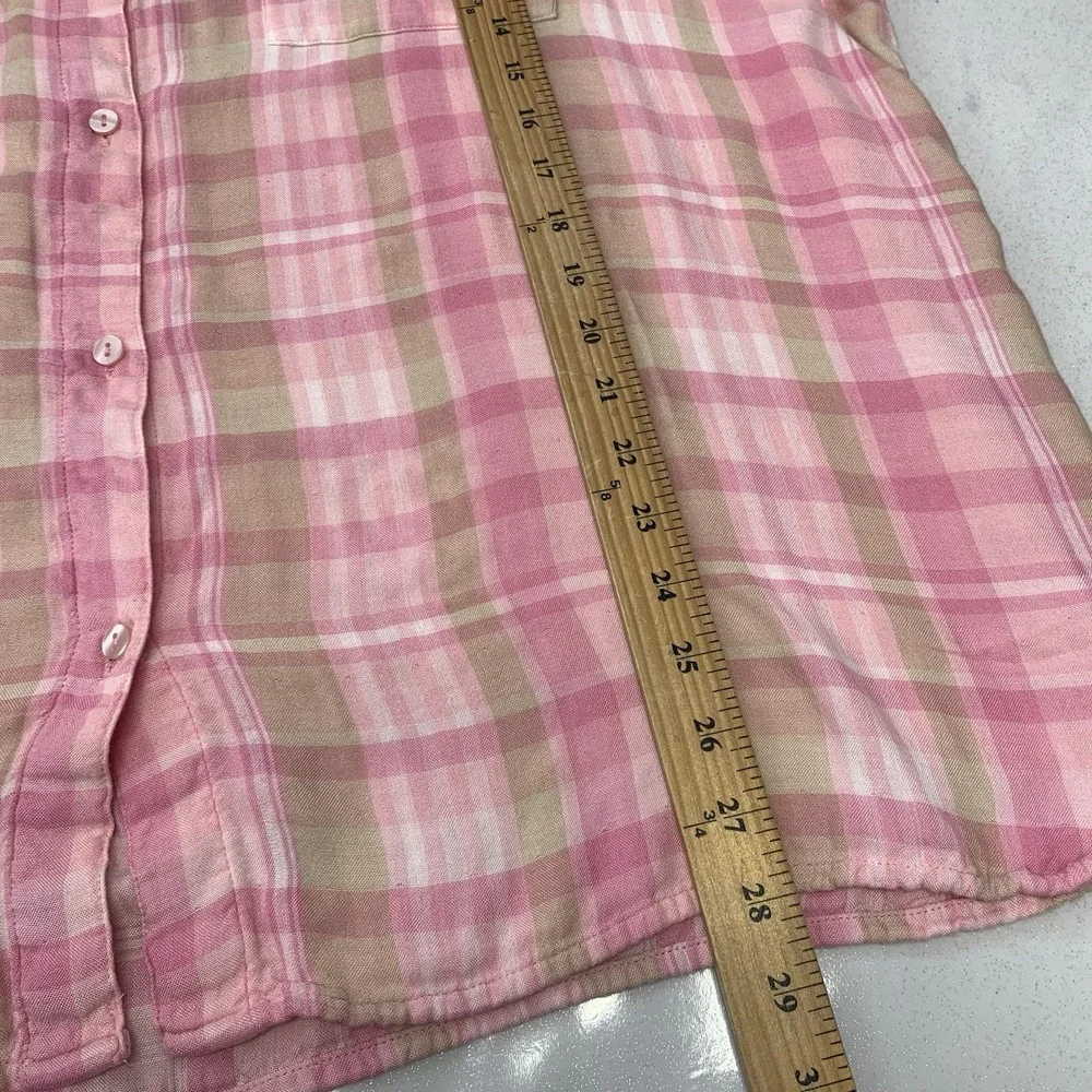 Encore Idina Menzel Pink Plaid Button‎ Front Soft Flannel Shirt Woman 2X Casual